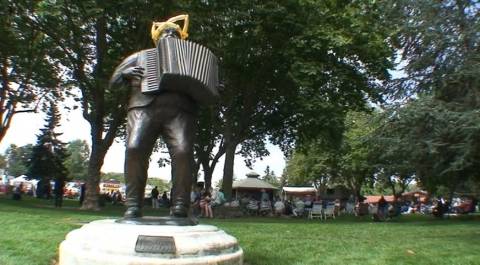 Cotati Accordion Festival - Cotati, CA 94931 - La Plaza Park - Statue of Accordion Festival - Jim Boggio